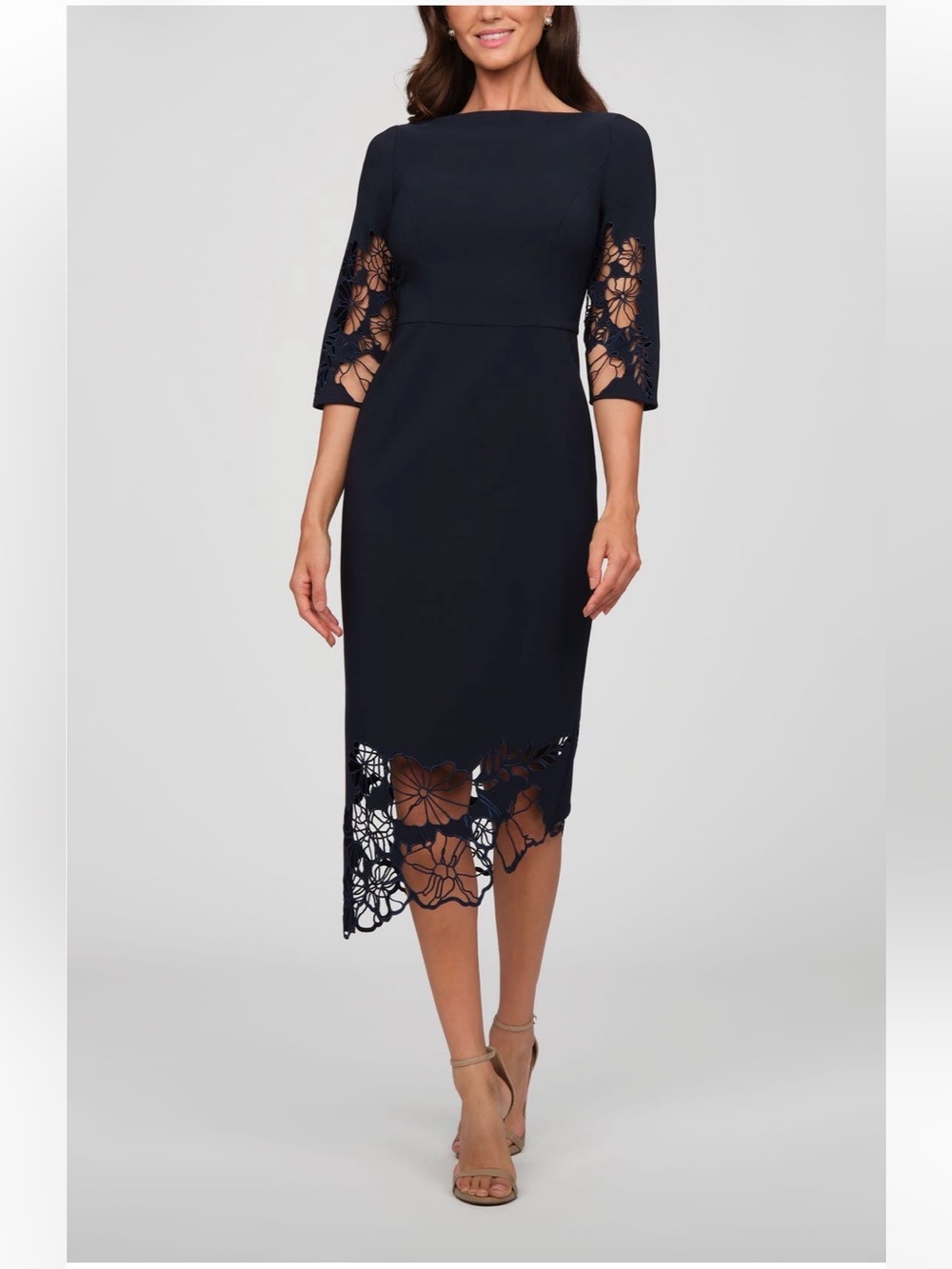 New Kay Unger Vanna Lace Sheath Dress